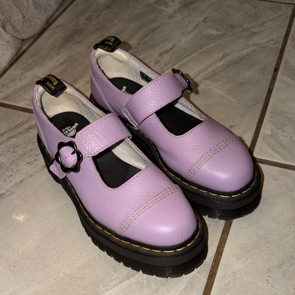 Dr. Martens Addina Flower Pastel Purple Mary Jane Platform Shoes